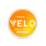 Premium VELO-Breezy-Mango functional energy pouch by ZestPulse, designed for instant focus and clarity, isolated on a clean background.