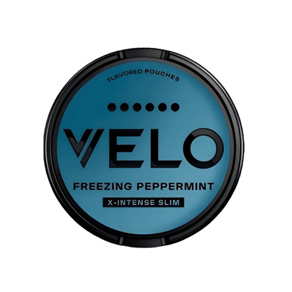 Premium VELO-Freezing-Peppermint-Max functional energy pouch by ZestPulse, designed for instant focus and clarity, isolated on a clean background.