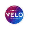 Premium VELO-Icy-Cherry functional energy pouch by ZestPulse, designed for instant focus and clarity, isolated on a clean background.