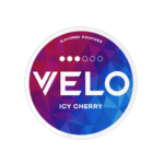 Premium VELO-Icy-Cherry functional energy pouch by ZestPulse, designed for instant focus and clarity, isolated on a clean background.