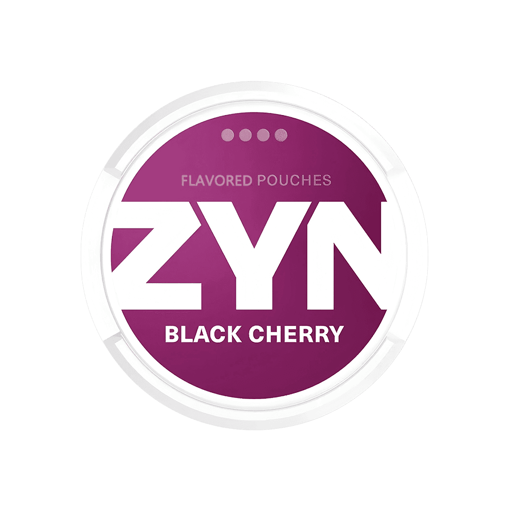 Premium ZYN-Black-Cherry functional energy pouch by ZestPulse, designed for instant focus and clarity, isolated on a clean background.