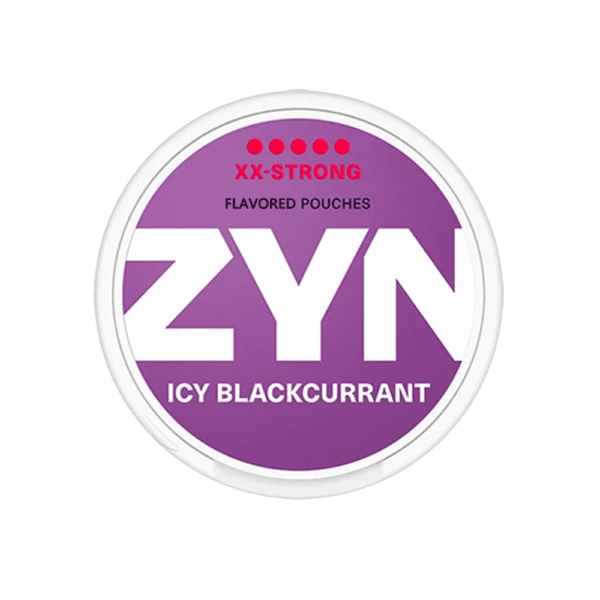 Premium ZYN-Icy-Blackcurrant functional energy pouch by ZestPulse, designed for instant focus and clarity, isolated on a clean background.